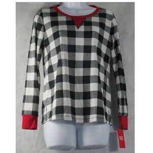 Family Pajamas Women's Waffle-Knit PJ Top, Buffalo Check Black/White